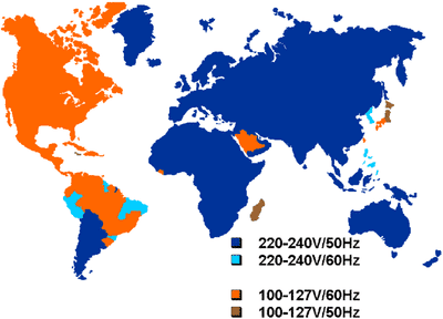 Voltage map of the world